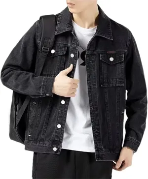 Men's Spring Denim Jacket Casual Cotton Jeans Coat Retro Jeans Coat Male Cotton Trucker Jackets
