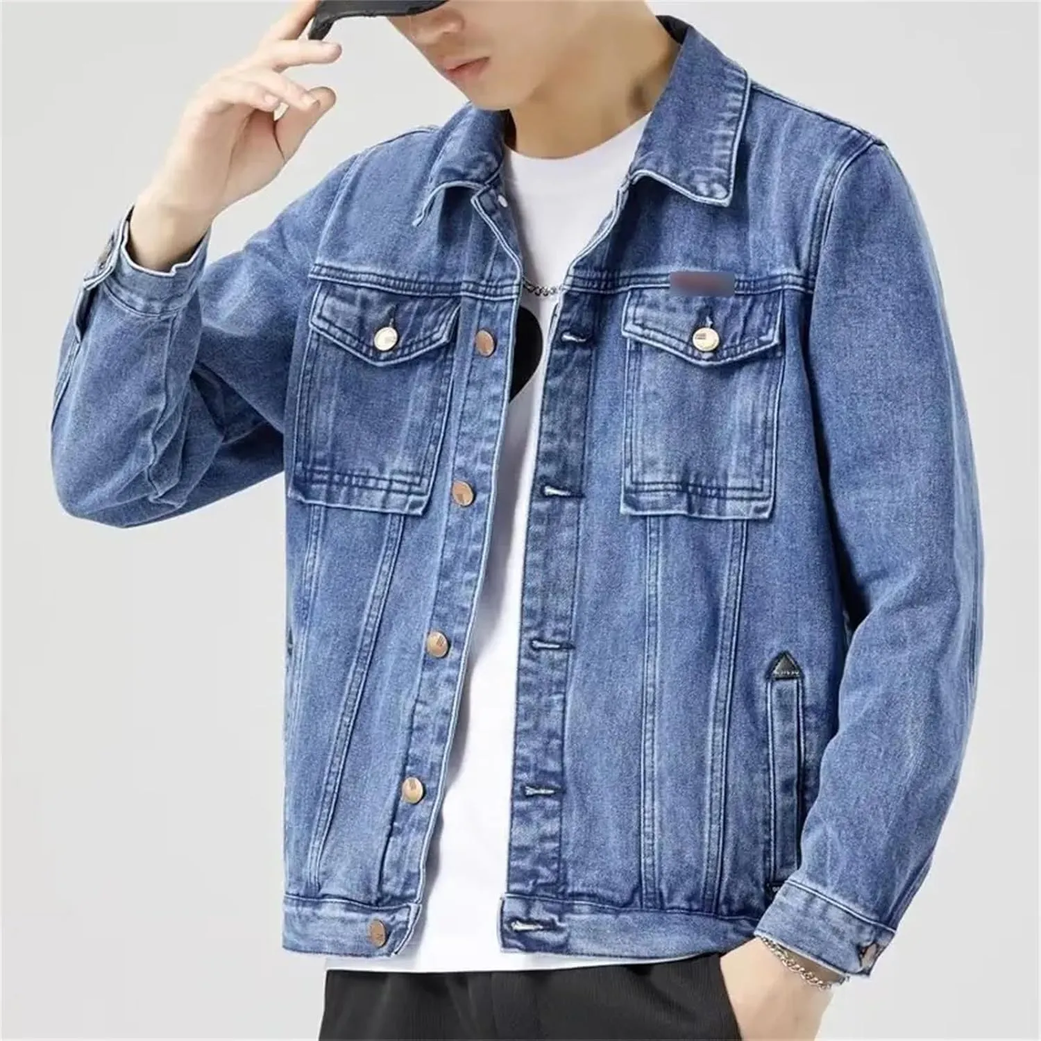 Men's Spring Denim Jacket Casual Cotton Jeans Coat Retro Jeans Coat Male Cotton Trucker Jackets