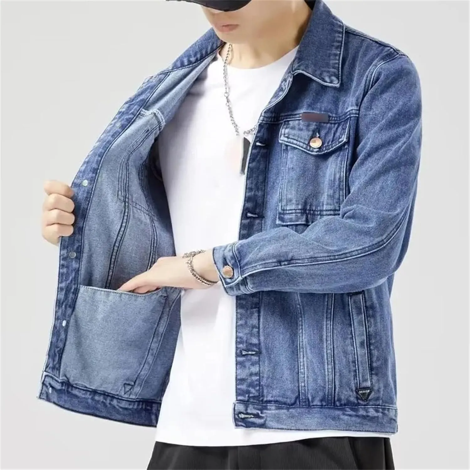 Men's Spring Denim Jacket Casual Cotton Jeans Coat Retro Jeans Coat Male Cotton Trucker Jackets