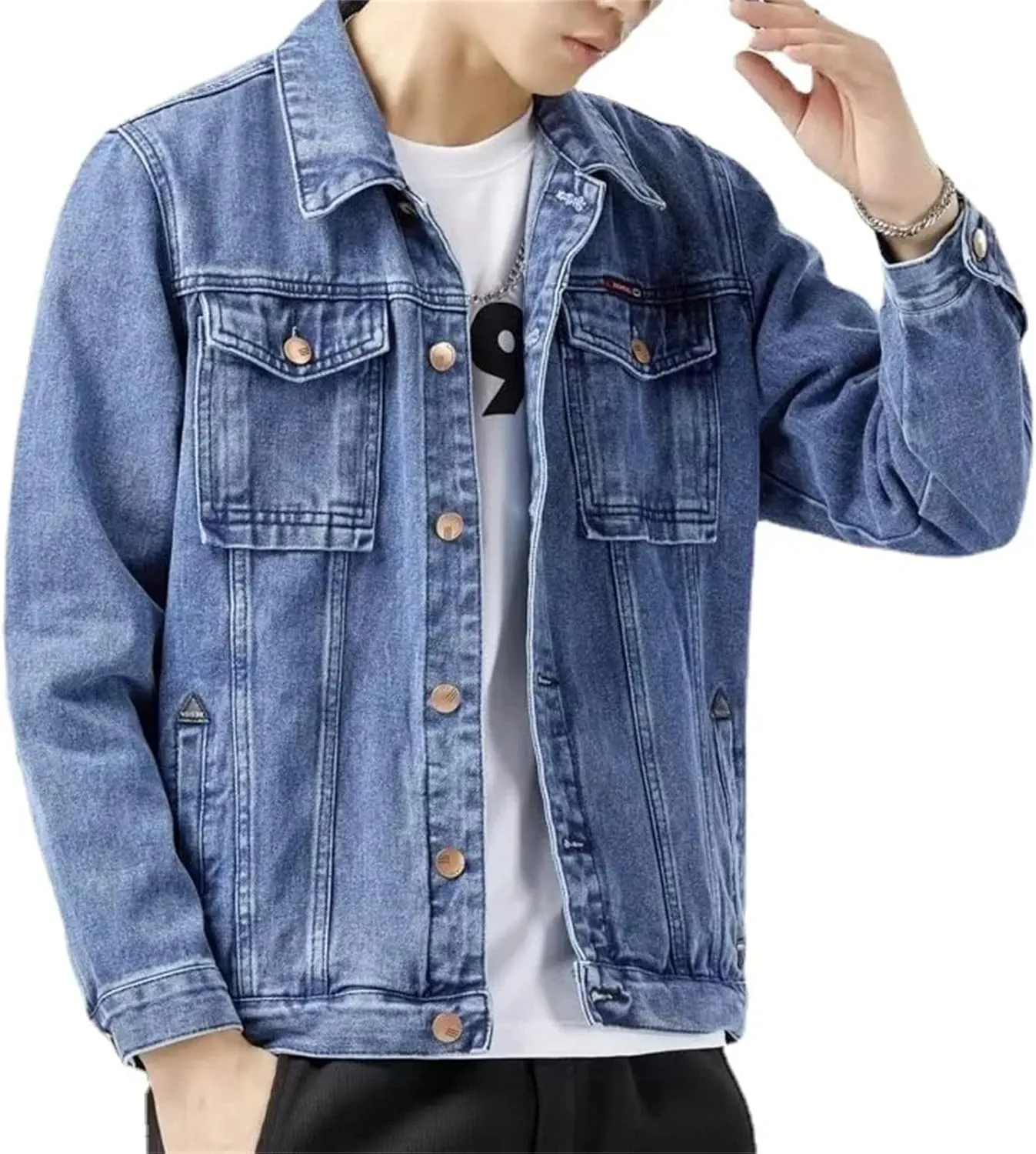 Men's Spring Denim Jacket Casual Cotton Jeans Coat Retro Jeans Coat Male Cotton Trucker Jackets
