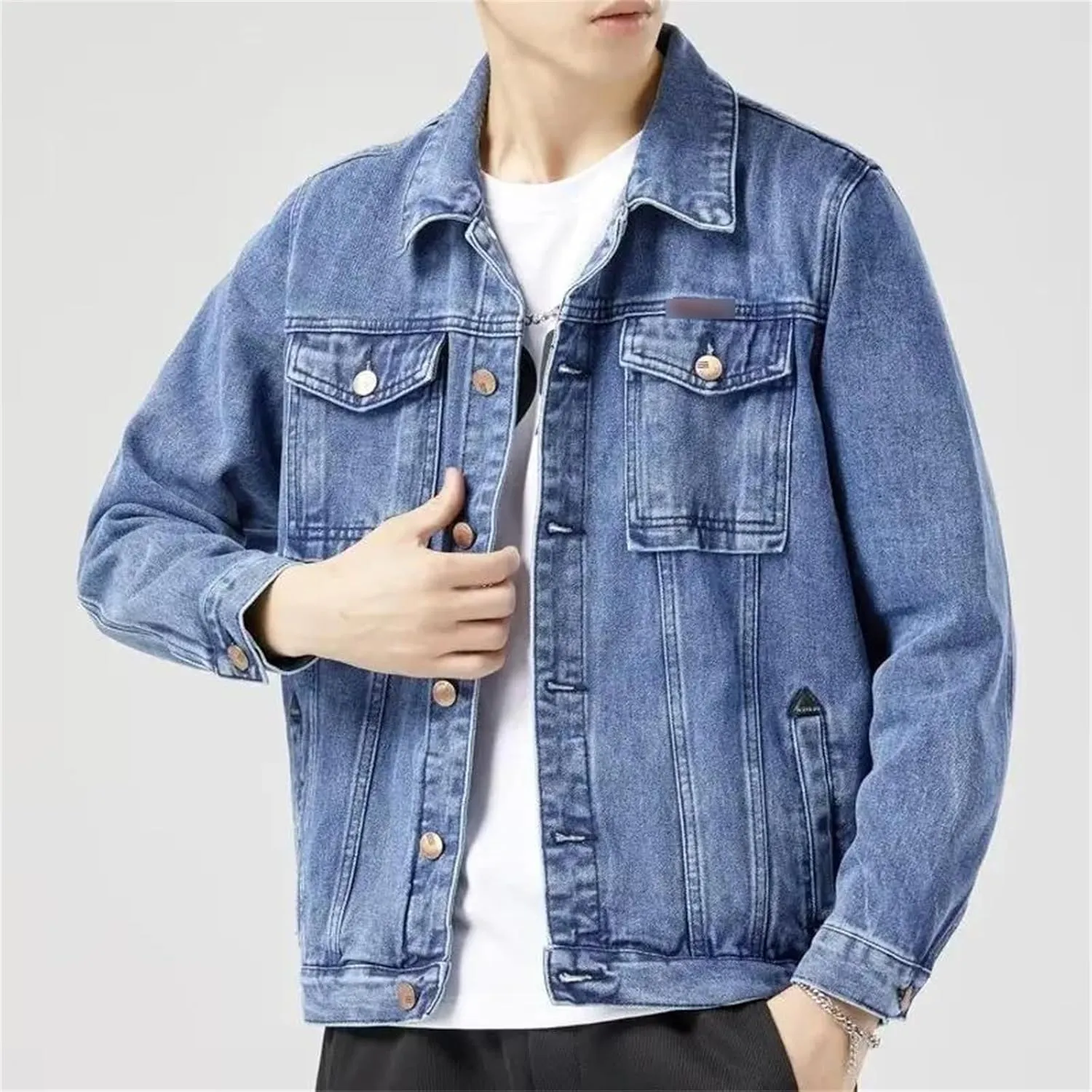 Men's Spring Denim Jacket Casual Cotton Jeans Coat Retro Jeans Coat Male Cotton Trucker Jackets