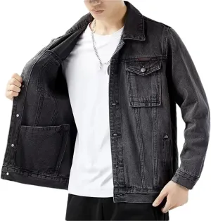 Men's Spring Denim Jacket Casual Cotton Jeans Coat Retro Jeans Coat Male Cotton Trucker Jackets