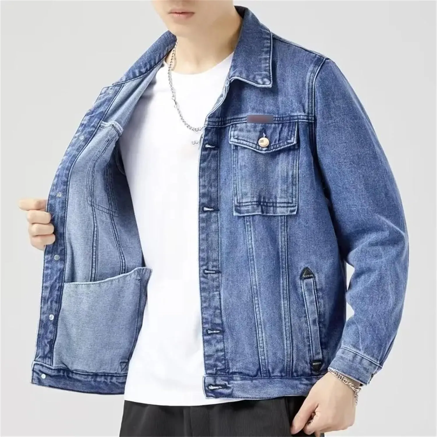 Men's Spring Denim Jacket Casual Cotton Jeans Coat Retro Jeans Coat Male Cotton Trucker Jackets