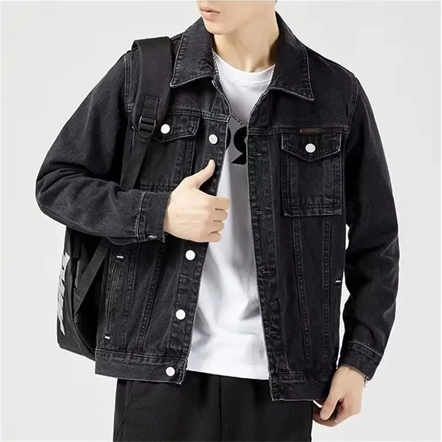 Men's Spring Denim Jacket Casual Cotton Jeans Coat Retro Jeans Coat Male Cotton Trucker Jackets