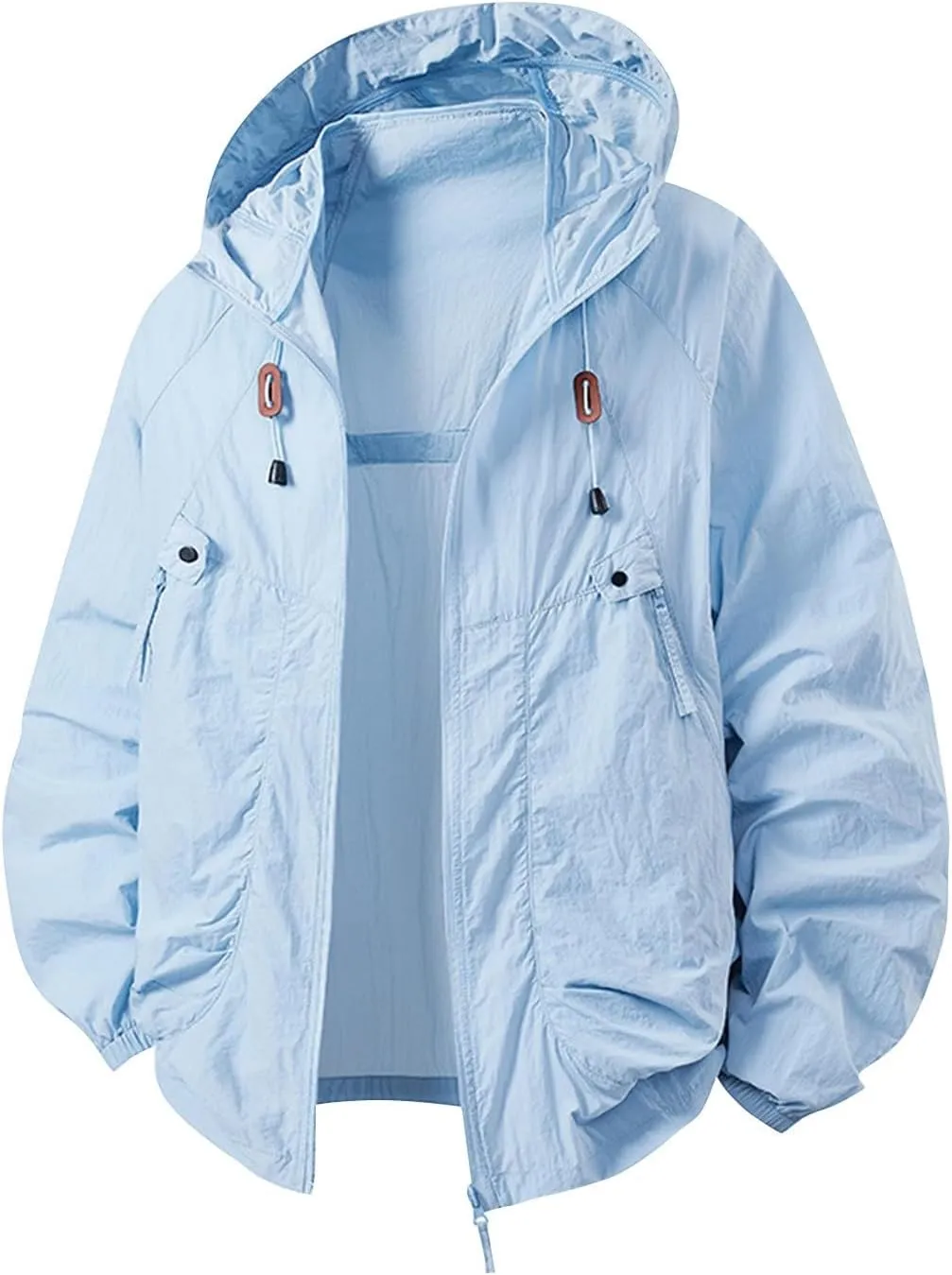 Mens Spring Jacket Lightweight Windbreaker, Lightweight Hooded Sun Protection Big and Tall Jacket