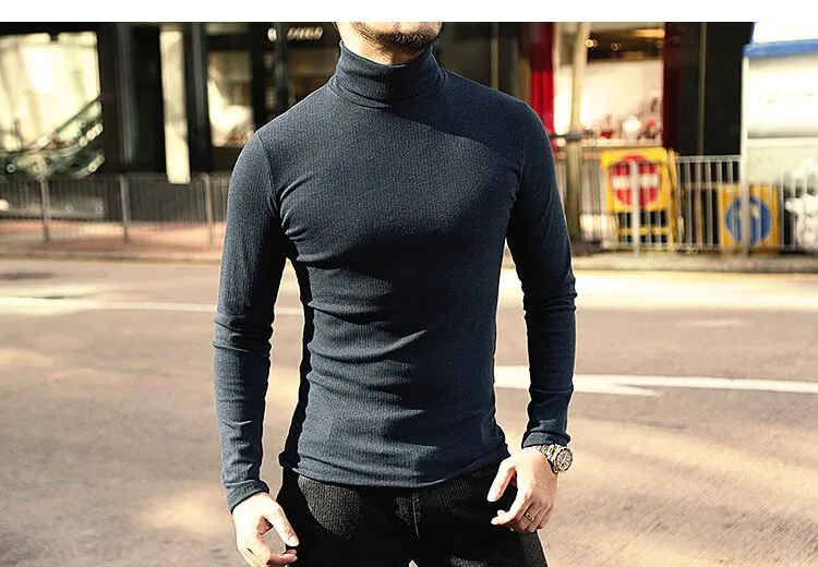 Men's Spring/Autumn Basic Cotton Stretch Slim Long-Sleeved T-Shirt