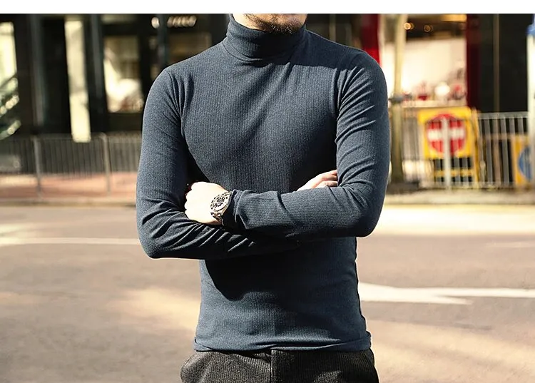 Men's Spring/Autumn Basic Cotton Stretch Slim Long-Sleeved T-Shirt