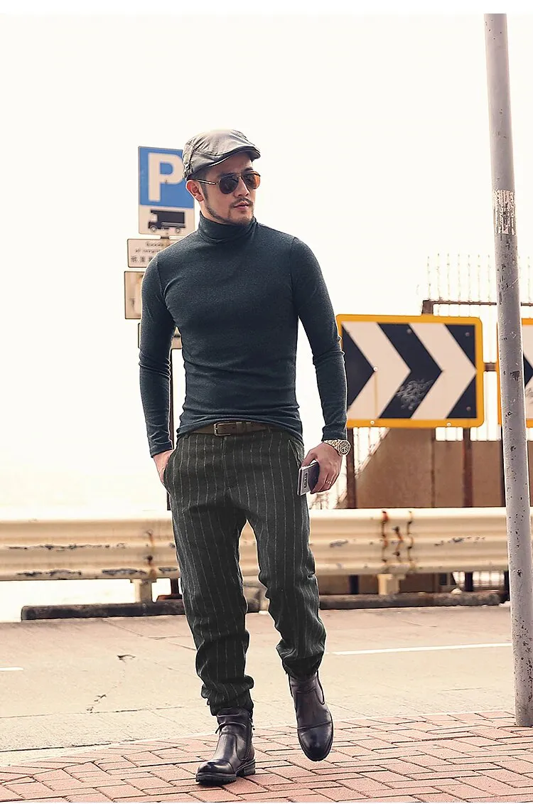 Men's Spring/Autumn Basic Cotton Stretch Slim Long-Sleeved T-Shirt