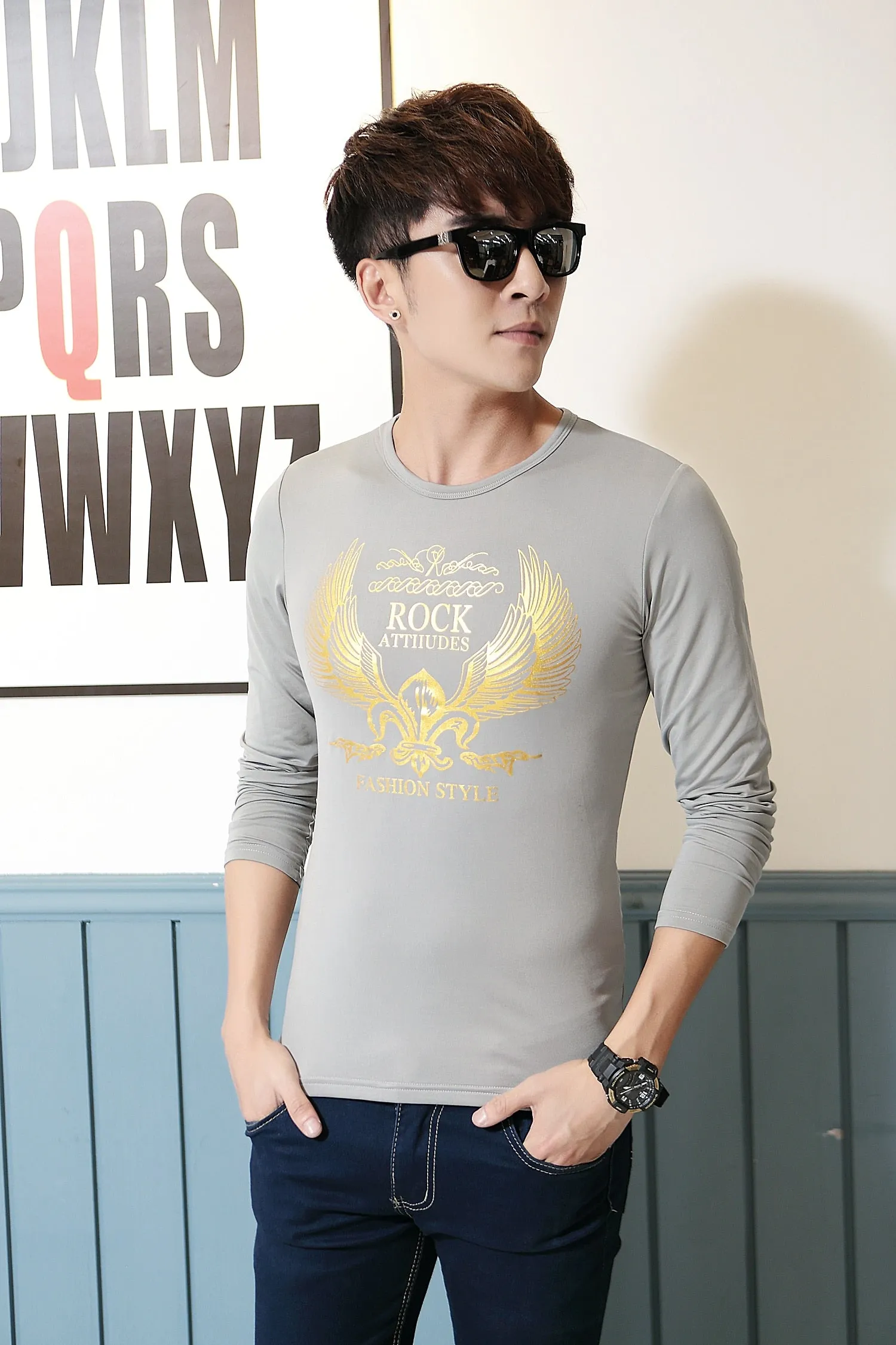 Men's Spring/Autumn O-Neck Long-Sleeved Slim Fit T-Shirt