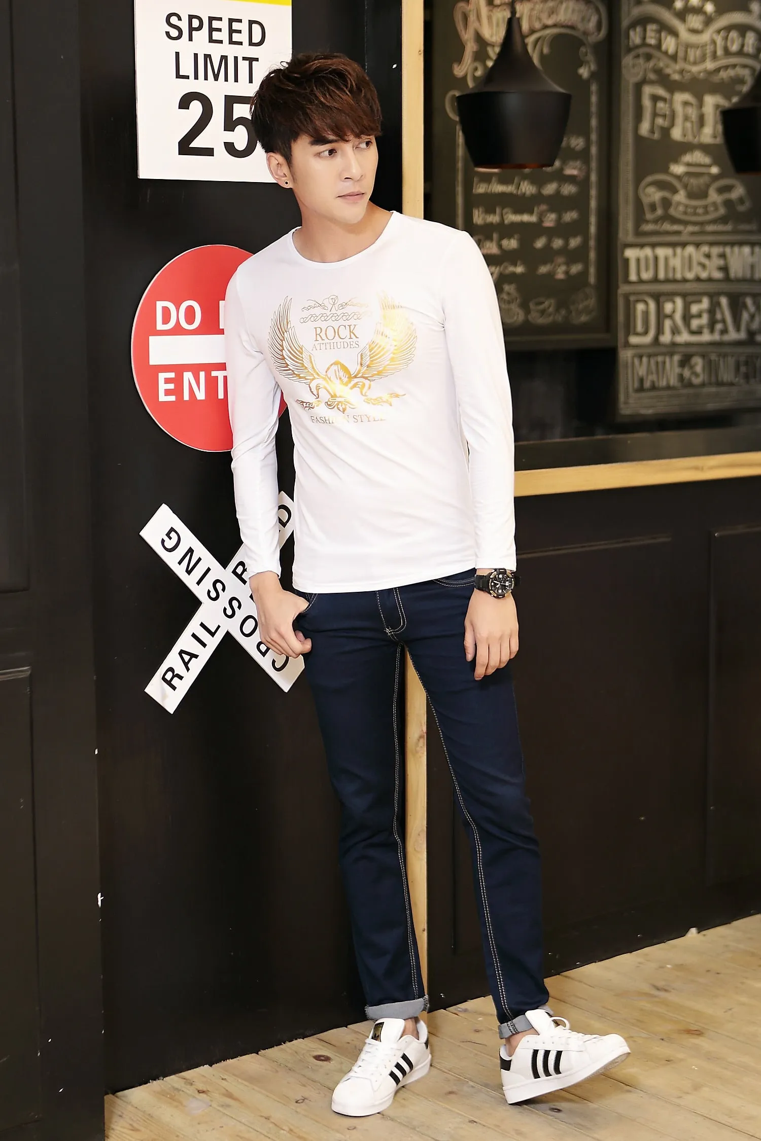 Men's Spring/Autumn O-Neck Long-Sleeved Slim Fit T-Shirt