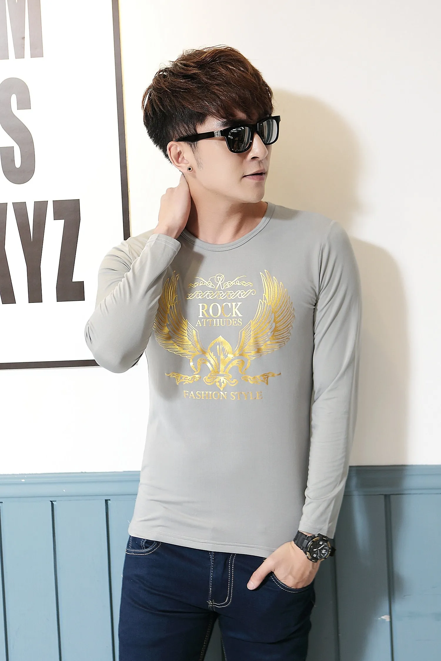Men's Spring/Autumn O-Neck Long-Sleeved Slim Fit T-Shirt