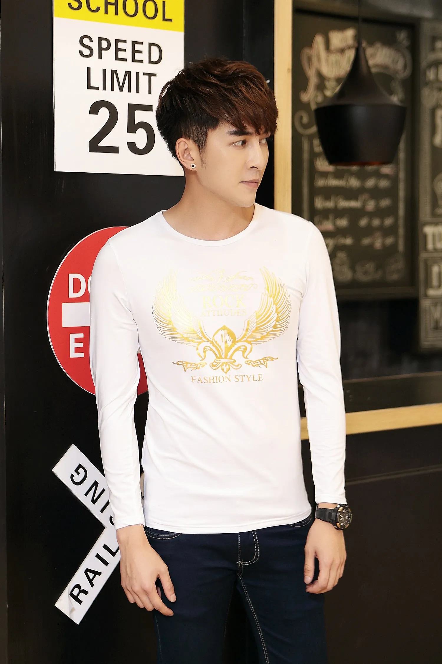 Men's Spring/Autumn O-Neck Long-Sleeved Slim Fit T-Shirt