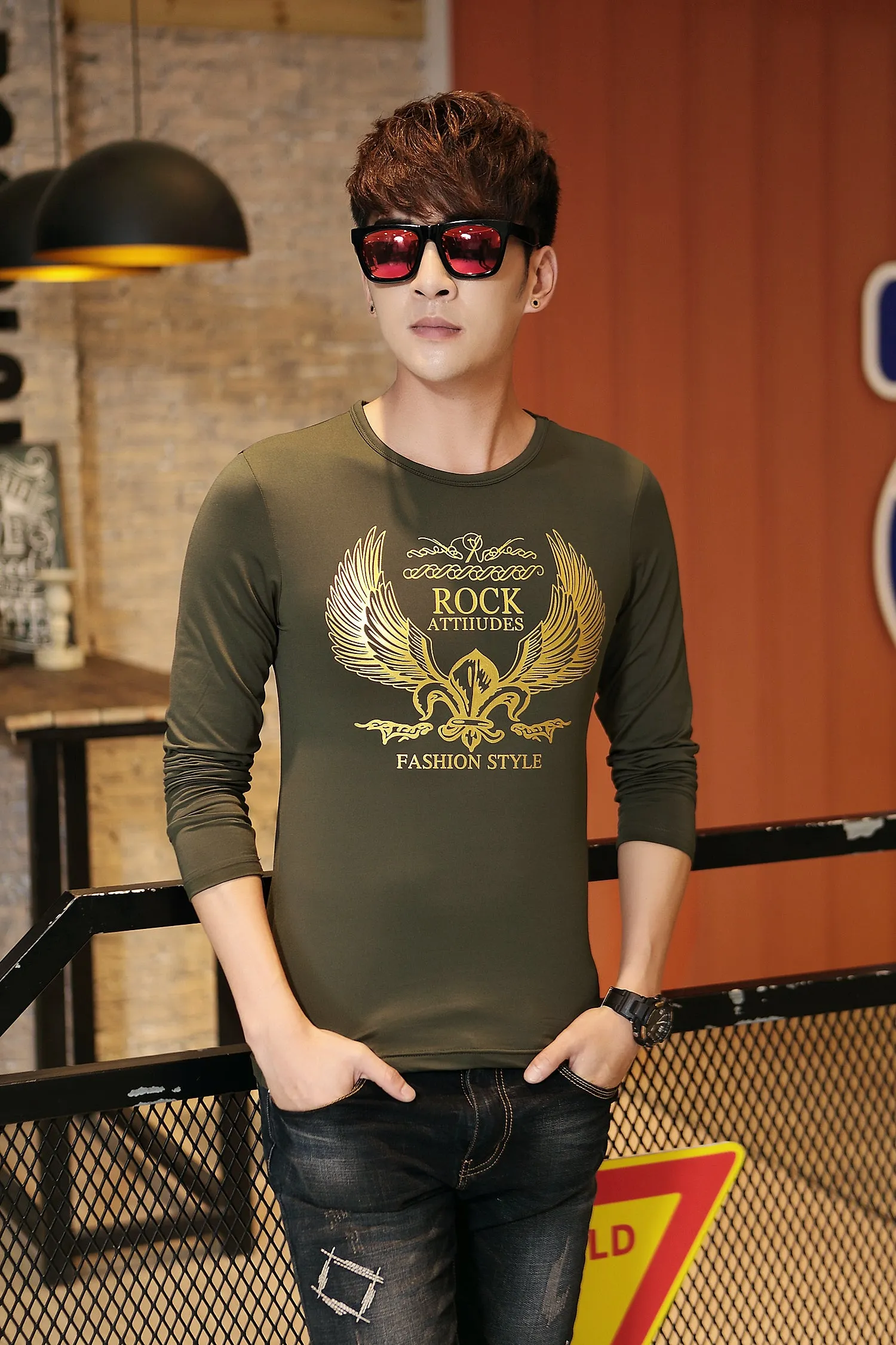 Men's Spring/Autumn O-Neck Long-Sleeved Slim Fit T-Shirt