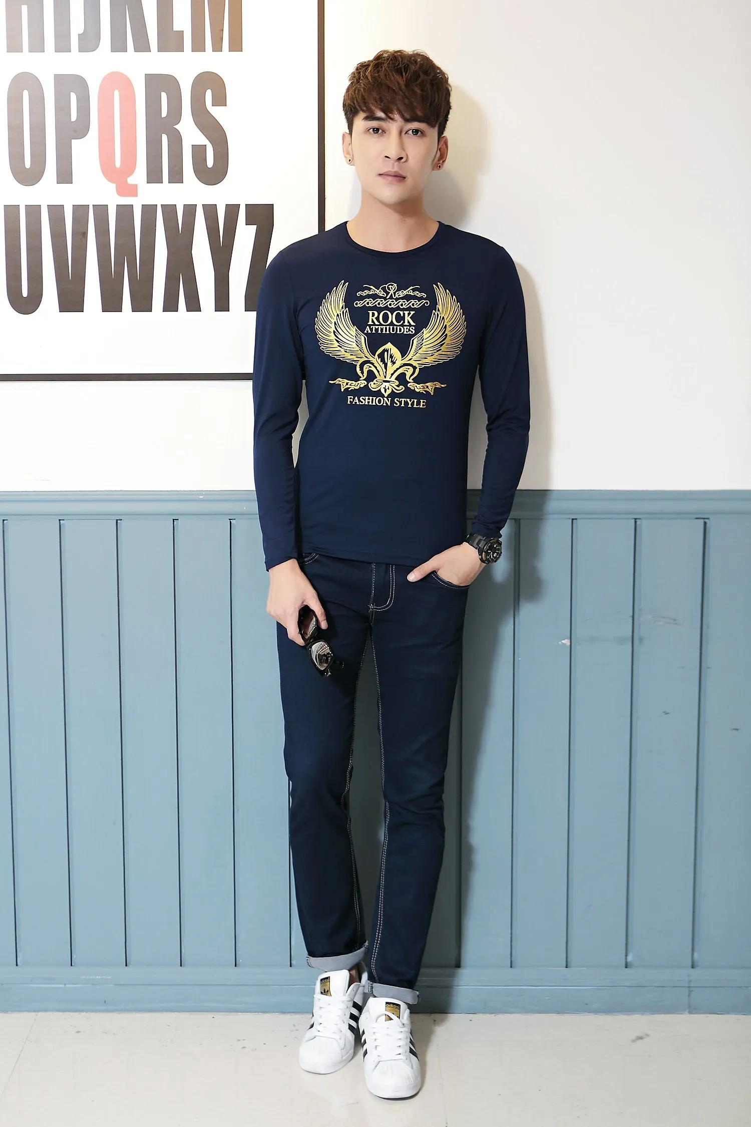 Men's Spring/Autumn O-Neck Long-Sleeved Slim Fit T-Shirt