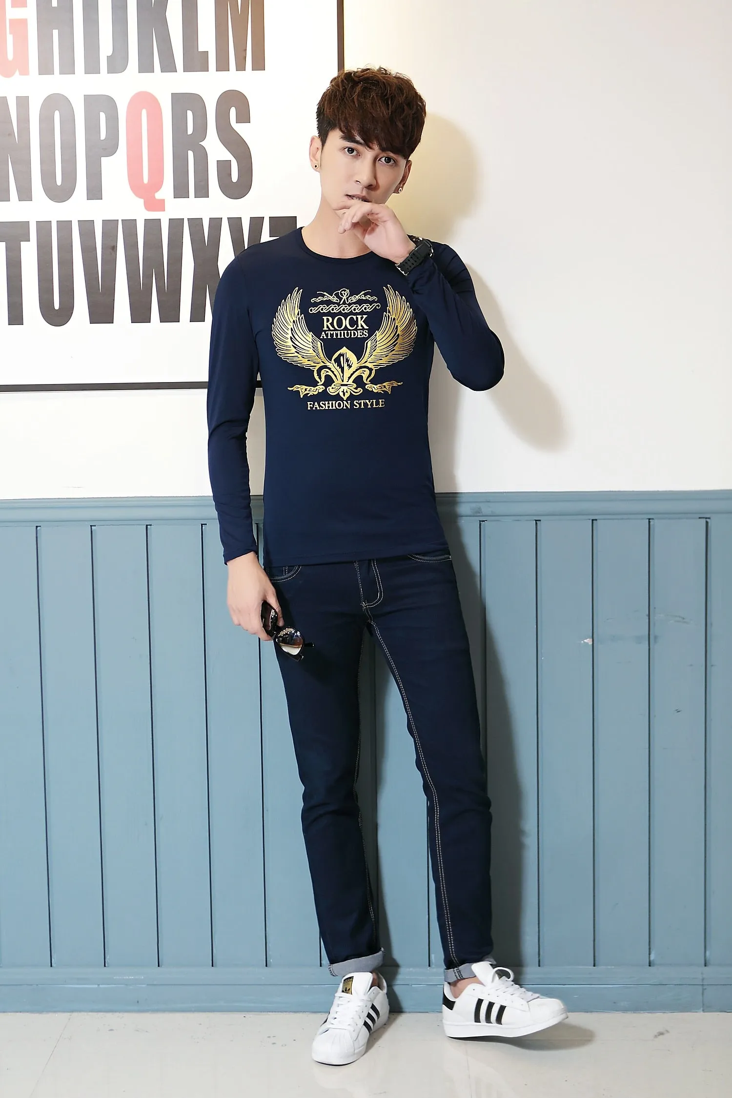 Men's Spring/Autumn O-Neck Long-Sleeved Slim Fit T-Shirt