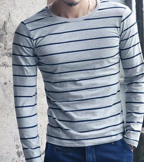 Men's Striped O-Neck Long Sleeve T-Shirt
