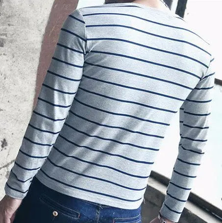 Men's Striped O-Neck Long Sleeve T-Shirt