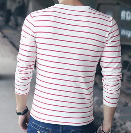 Men's Striped O-Neck Long Sleeve T-Shirt