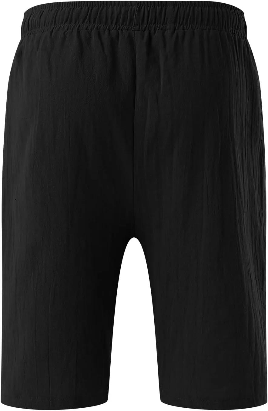 Mens Summer Cotton Linen Shorts Fashion Slim Five Minute Pants Beach Shorts Men'S Cotton Mens Summer Cotton Linen