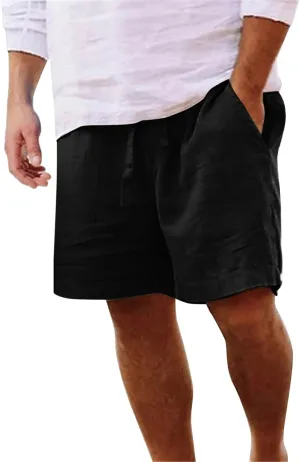 Mens Summer Cotton Linen Shorts Fashion Slim Five Minute Pants Beach Shorts Men'S Cotton Mens Summer Cotton Linen