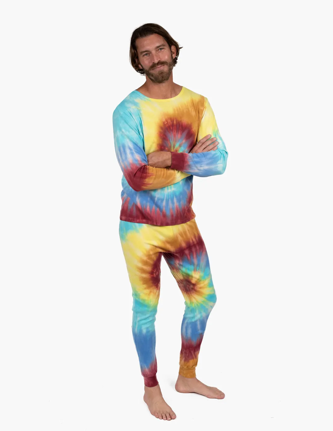 Mens Swirl Tie Dye Cotton Pajamas