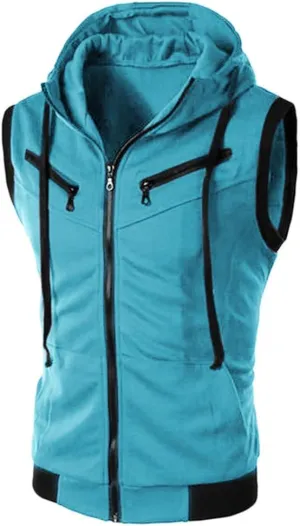 Mens Tank Top Hoodie Men's Sleeveless Zip Up Hooded Workout Tank Tops Muscle T Shirt Vests