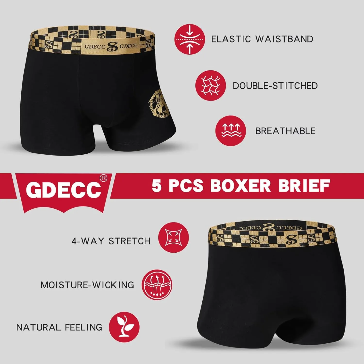 Mens Underwear Boxer Brief Multicolor Cotton Stretch Cotton Flat Front Underpants for Men