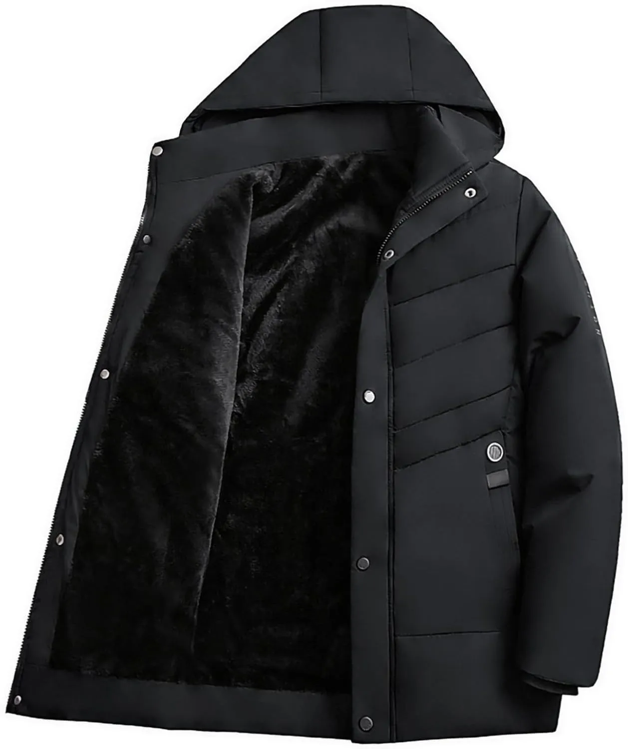 Men's Windproof Winter Coats Warm Thermal Fleece Lined Jackets Thicken Hooded Puffer Down Coats for Travel Hiking