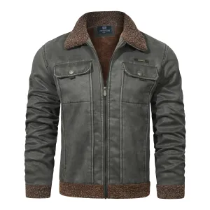 MEN'S WINTER PLUSH COLLAR JACKET FUR INTEGRATED COAT