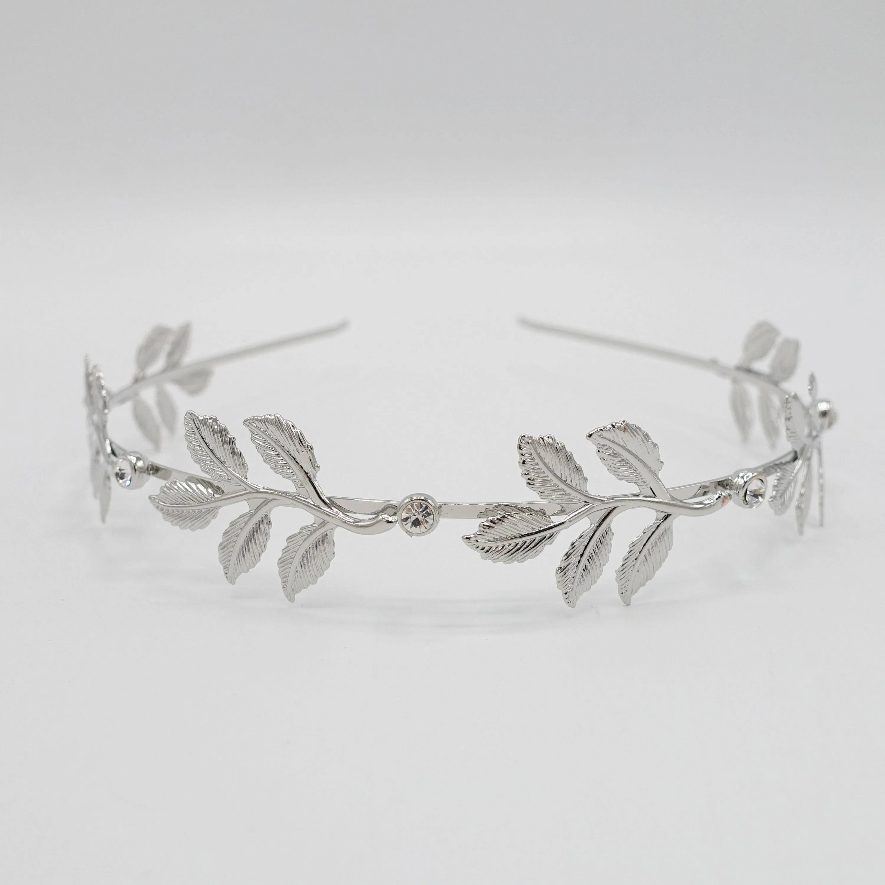 metal leaves branch headband thin bridal hair accessory