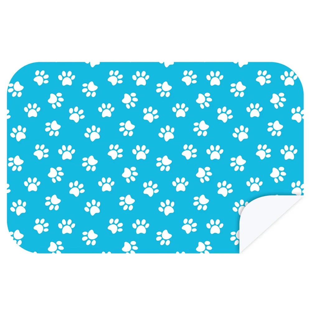 Microfibre L Printed Towel - Blue paws