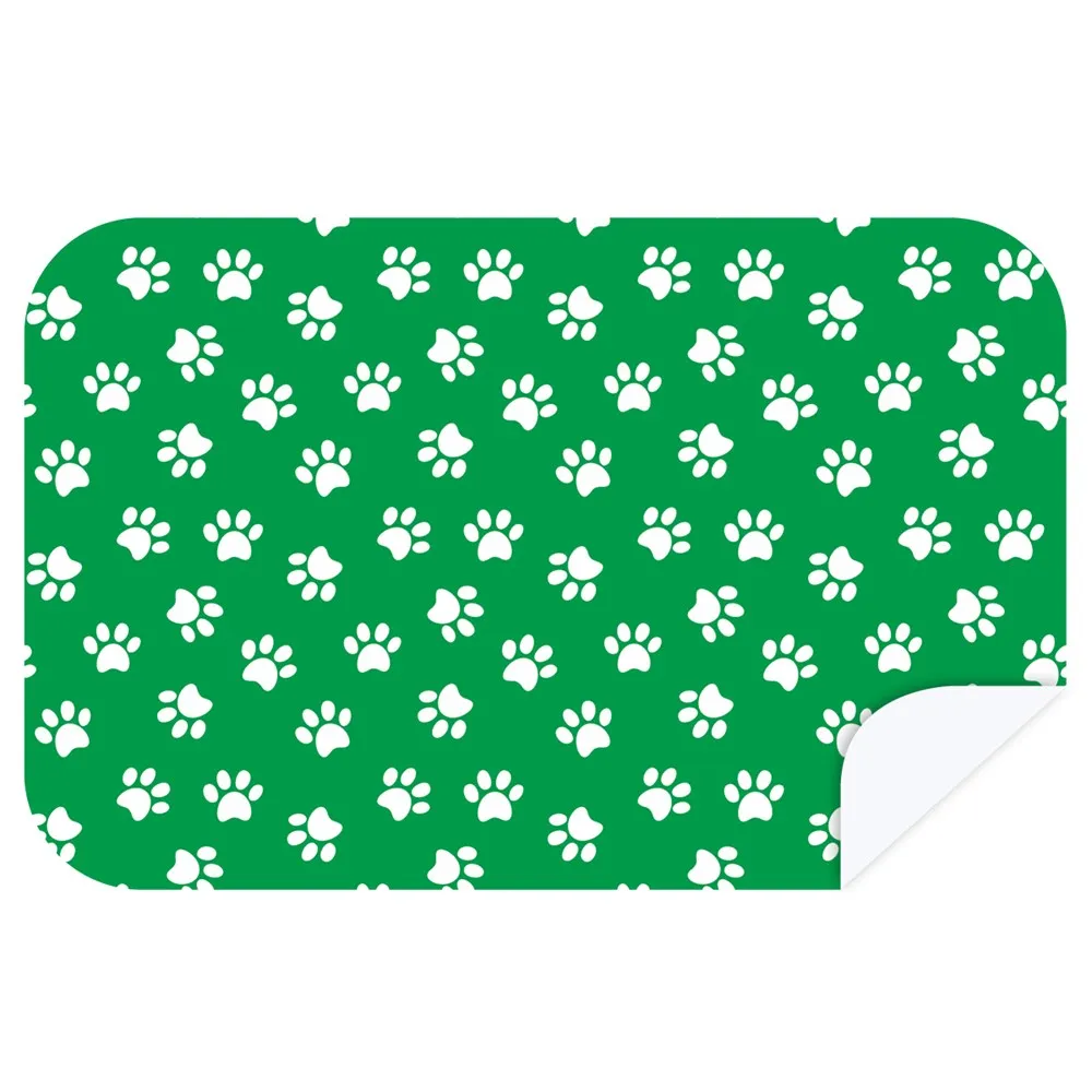 Microfibre L Printed Towel - Green Paws