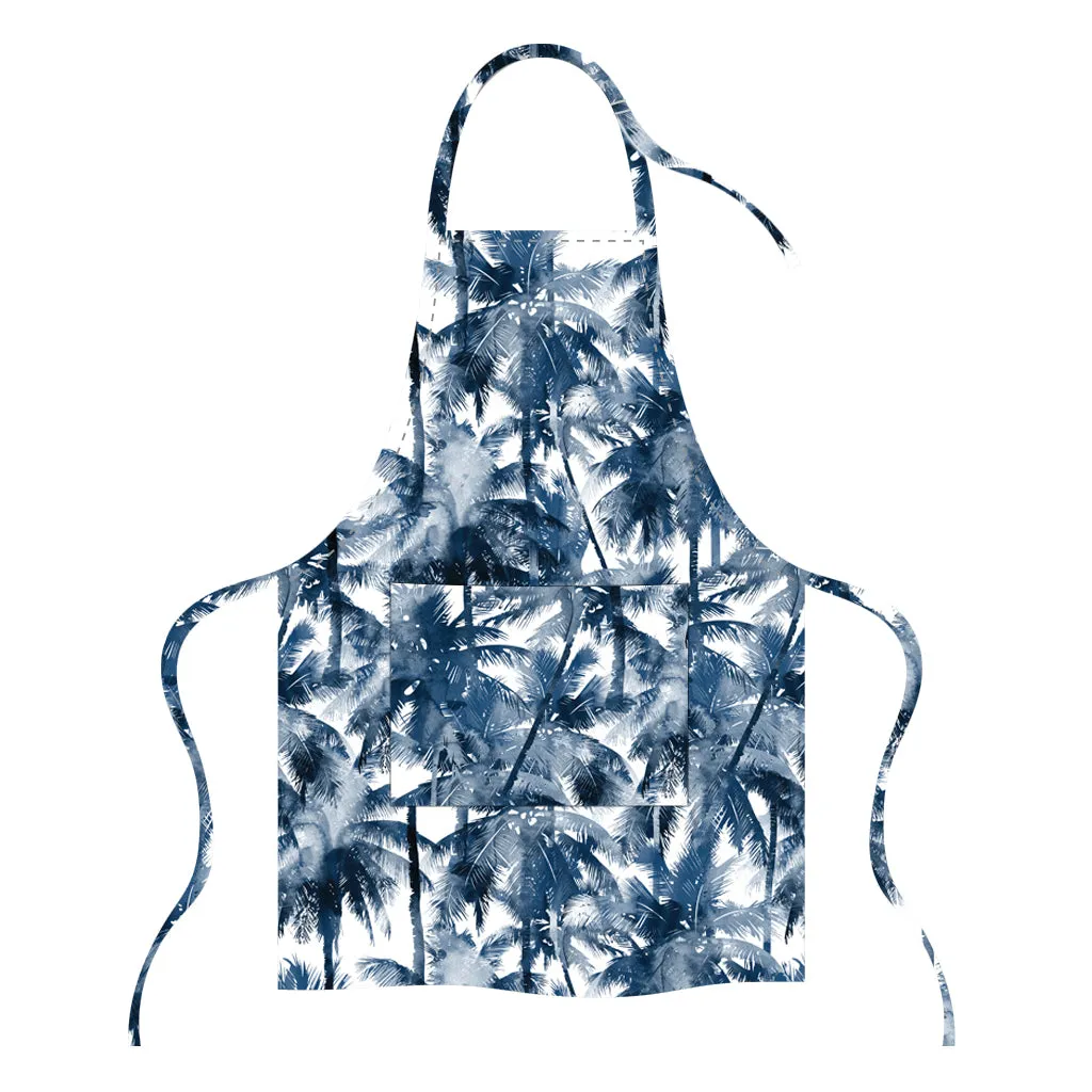 Microfibre Printed Apron - Blue Palm