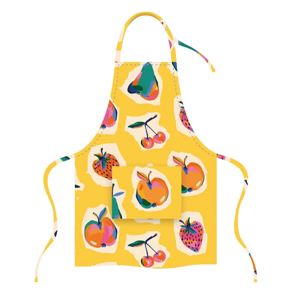 Microfibre Printed Apron - Cherry Pear Apple