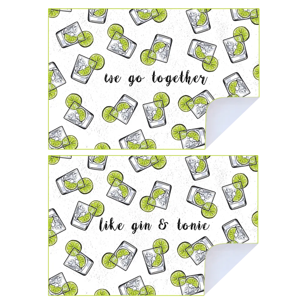Microfibre Printed Tea Towel - We Go Together Like Gin & Tonic (2 pk)