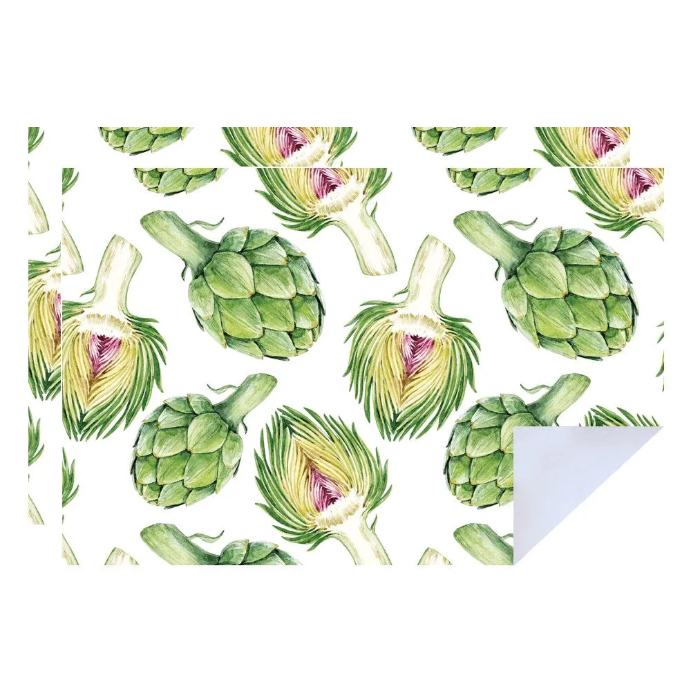 Microfibre Printed Tea Towel - White Artichoke (2 pk)