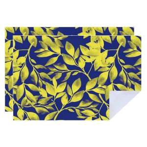 Microfibre Printed Tea Towel - Yellow Ferns (2 pk)