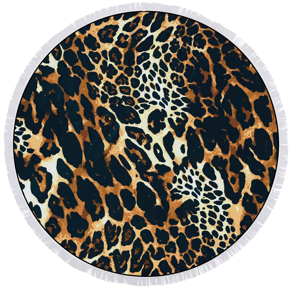 Microfibre Round Printed Towel - Animal Darks