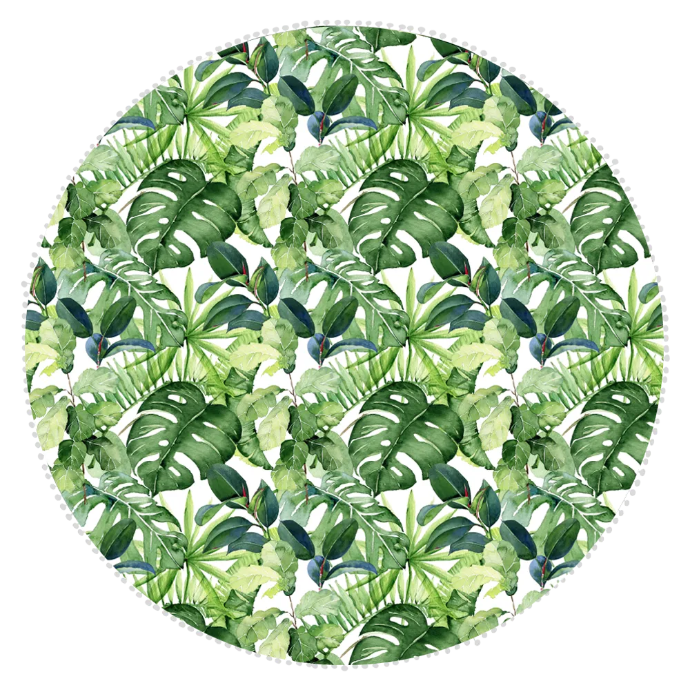 Microfibre Round Printed Towel - Delicious Monster Leaves