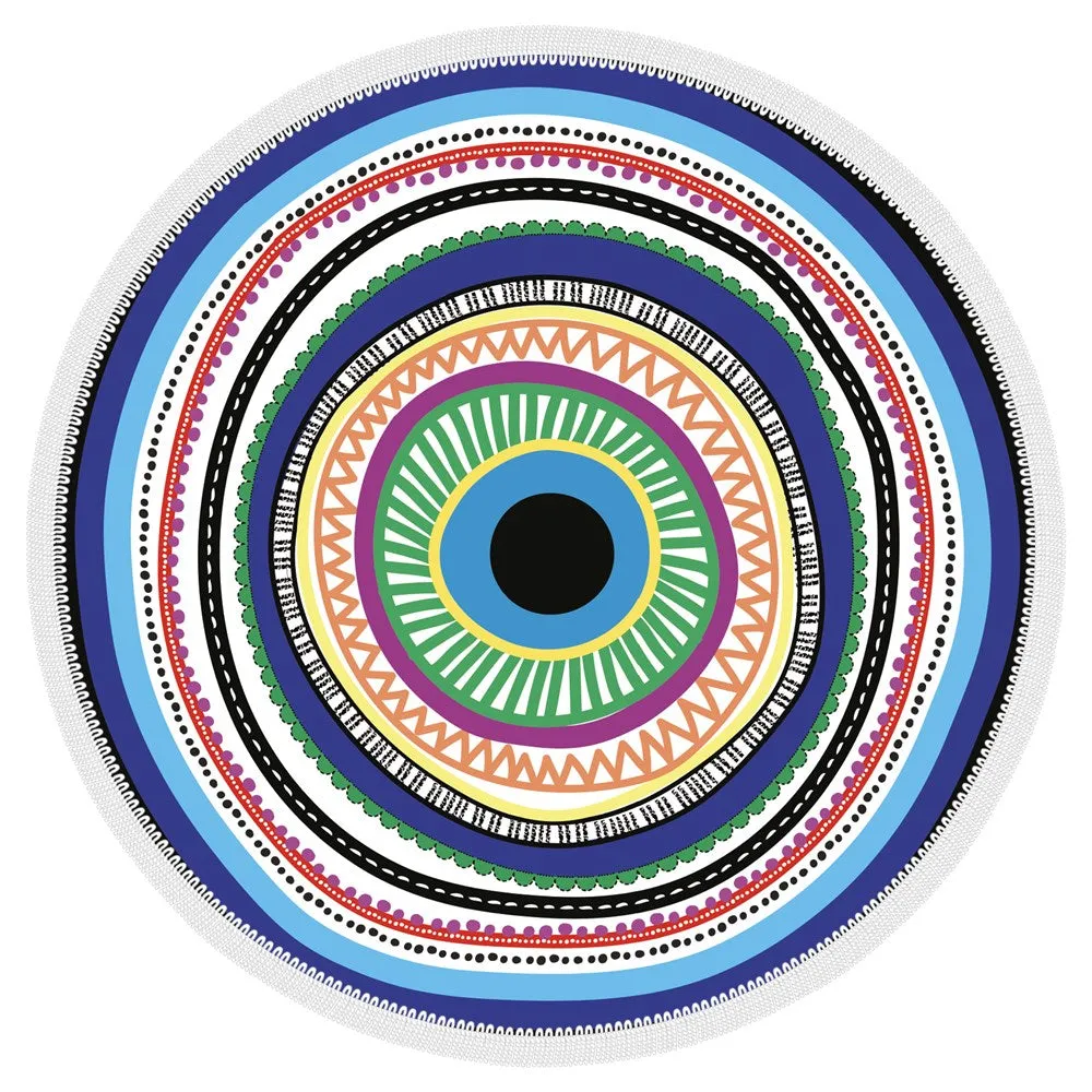 Microfibre Round Printed Towel - Evil Eye