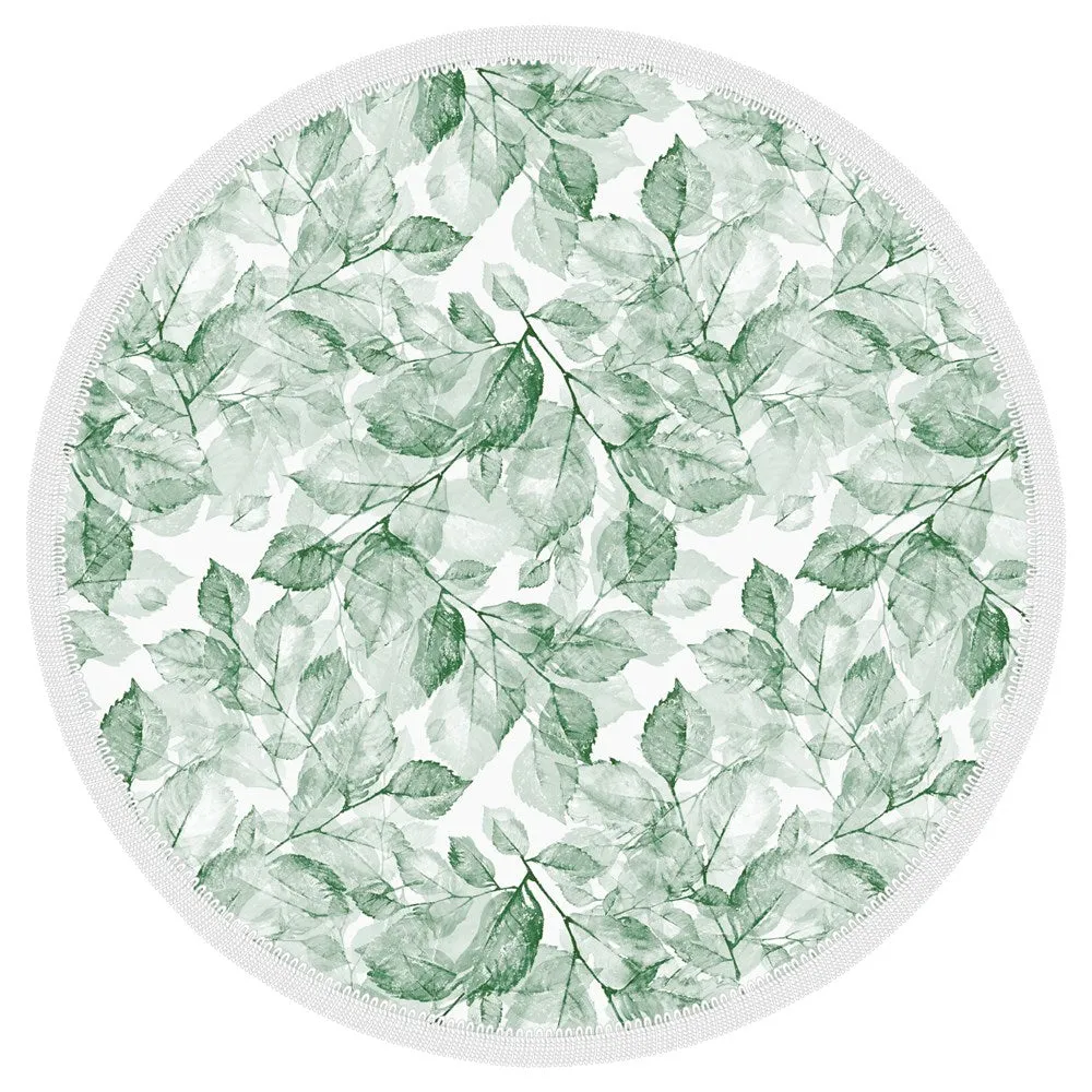 Microfibre Round Printed Towel - Green Veins