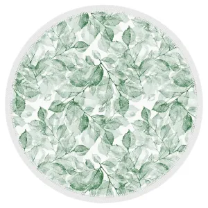 Microfibre Round Printed Towel - Green Veins