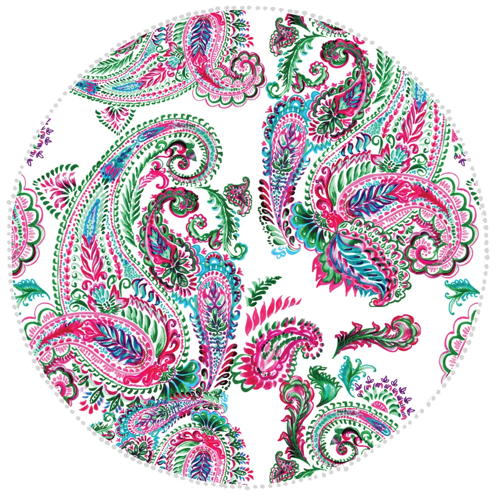 Microfibre Round Printed Towel - Pink Bohemian
