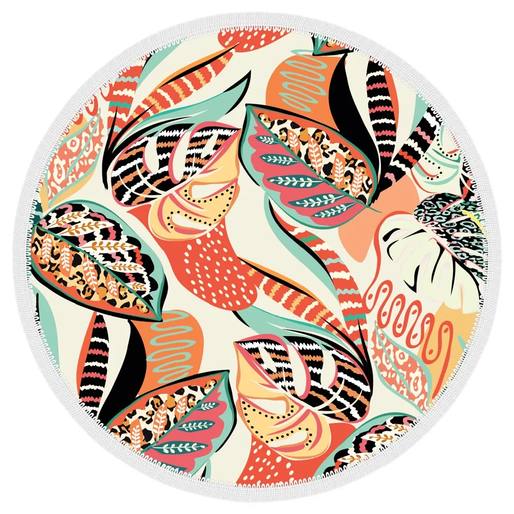 Microfibre Round Printed Towel - Retro Autumn