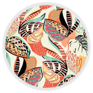 Microfibre Round Printed Towel - Retro Autumn