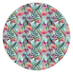 Microfibre Round Printed Towel - Strelitzia