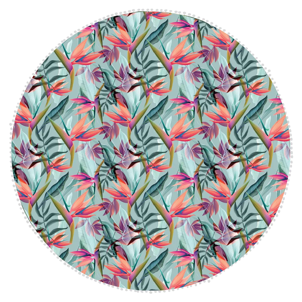 Microfibre Round Printed Towel - Strelitzia