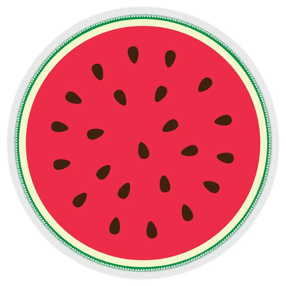 Microfibre Round Printed Towel - Watermelon Seeds