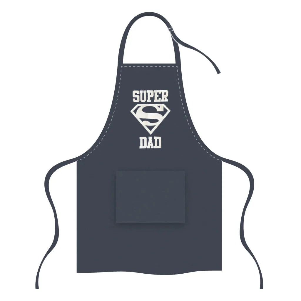 Microfibre Slogan Apron - Super Dad - Gunmetal Grey