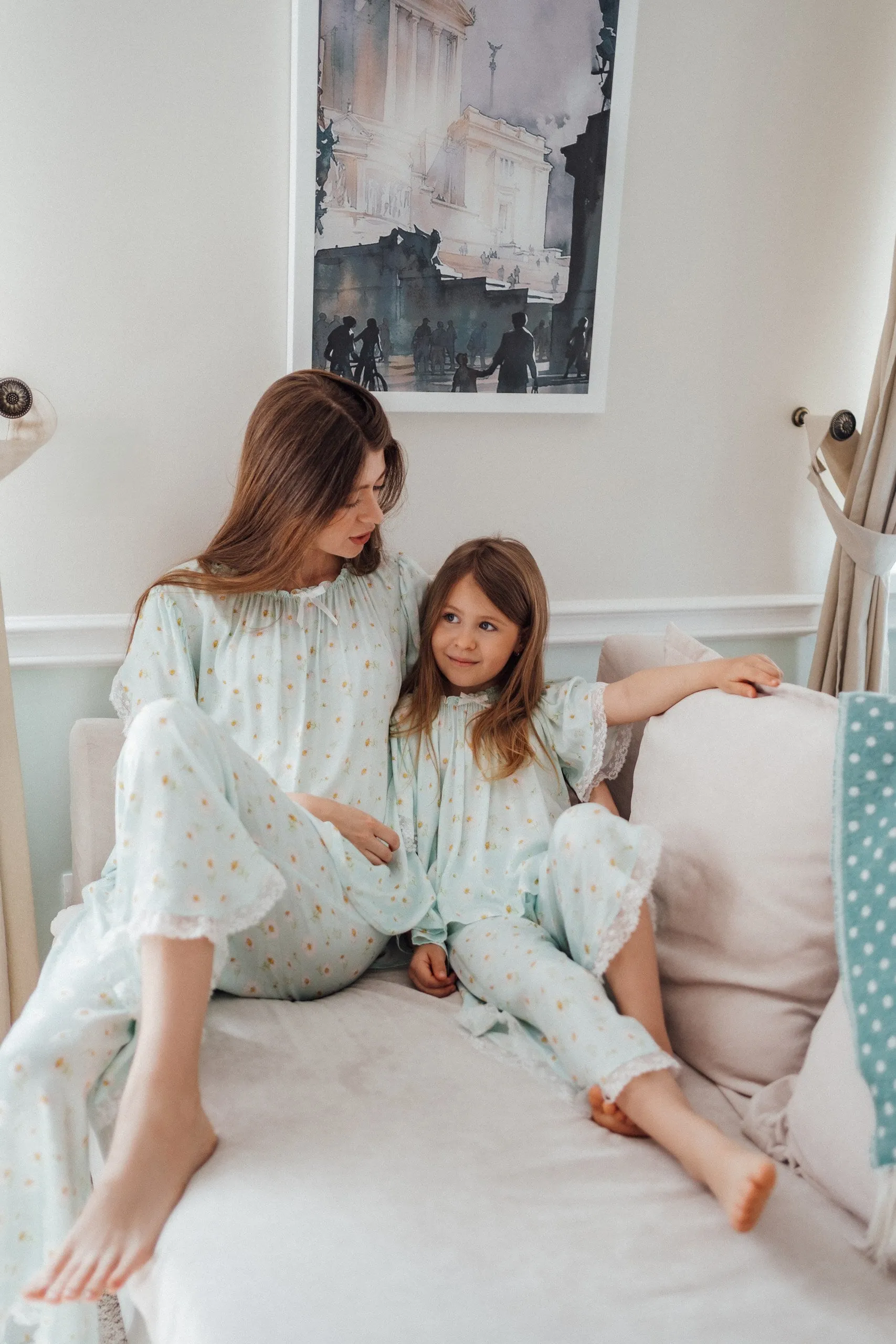 MILANA WOMEN’S PYJAMA BLUE DAISY PRINT